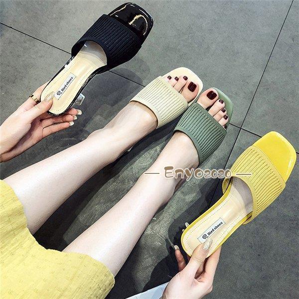 サンダル ハイヒール ミュール 太いヒール リボン レディース パンプス シューズ ピカピカ 美脚 歩きやすい　疲れにくい 走れる パーティ