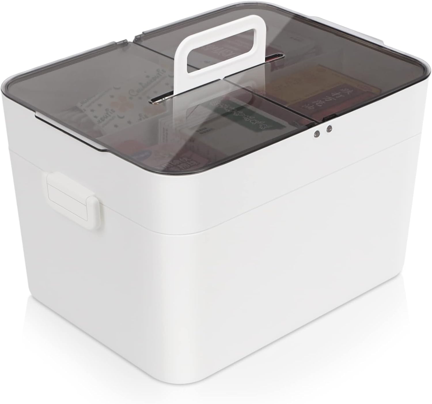 救急箱 大容量 おしゃれ 薬箱 2層 収納ボックス 仕切り 薬ケース かわいい ポータブル薬入れ 取っ手付..