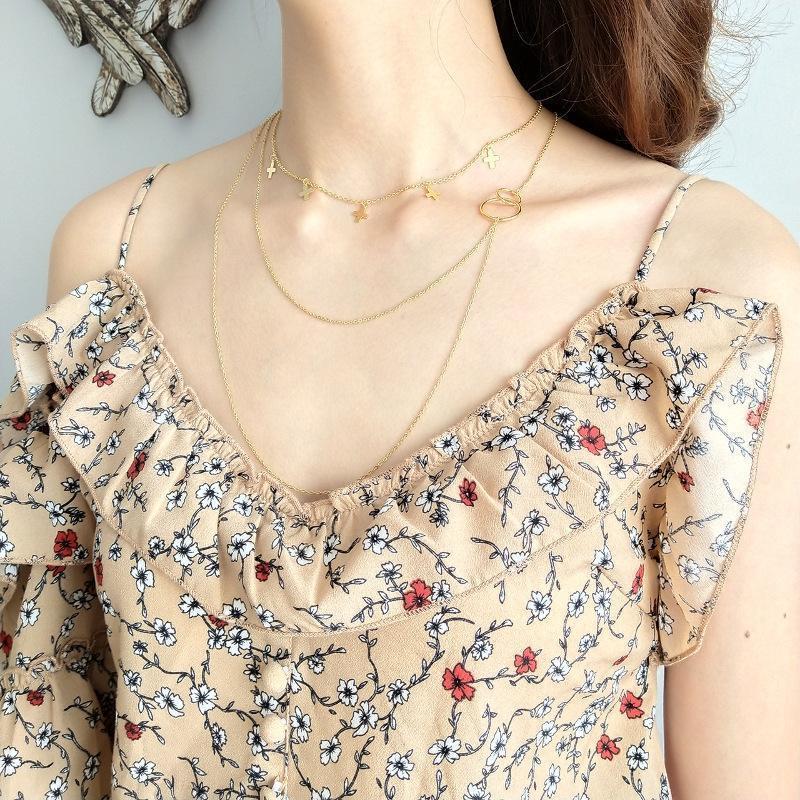 ネックレス ロング チェーン 2連 リング 重ね付け アクセサリー ジュエリー レディース 女性 上品 シンプル ゴージャス おしゃれ フォーマル パ