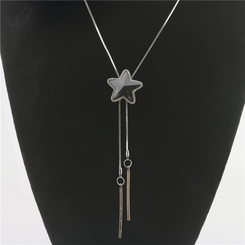 ネックレス ペンダント レディース アクセサリー 星 スター ラインストーン タッセル クリアカラー シック 上品 75センチ ロング 長め シンプル