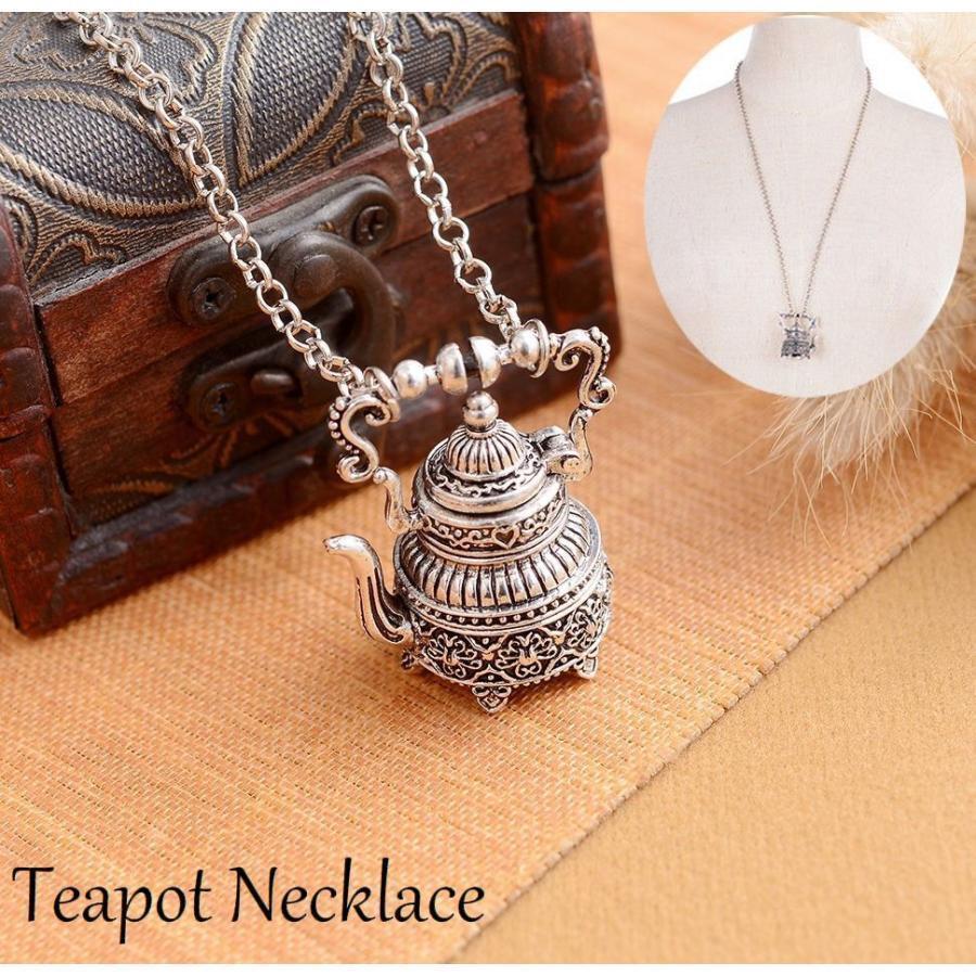 ネックレス ペンダント レディース アクセサリー ティーポット ミニチュア 可動式 チェーン ヴィンテー..