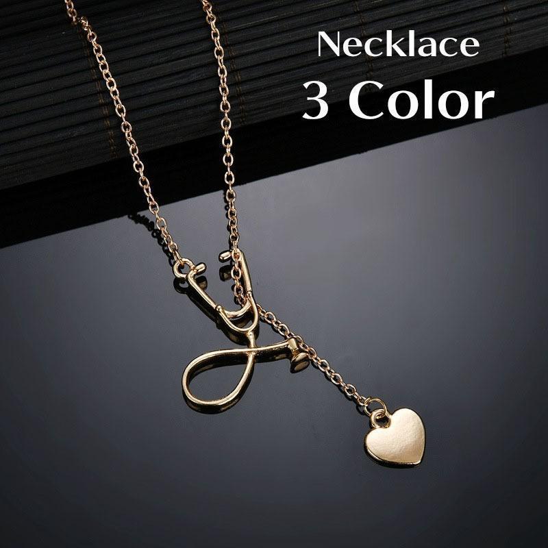 ネックレス ラリエット レディース アクセサリー ハート チェーン ゴールドカラー シルバーカラー ブラ..