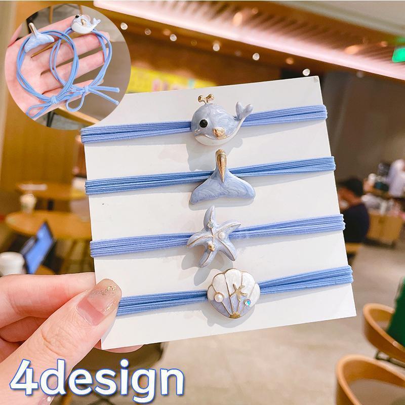 ヘアゴム リングゴム 髪ゴム レディース ヘアアクセサリー マリンモチーフ 貝殻 ヒトデ クジラ イルカ ..