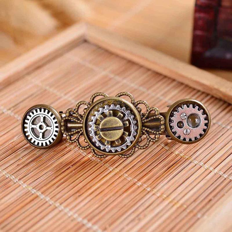 バレッタ ヘアアクセサリー ギア 歯車 スチームパンク風 レトロ アンティーク ヴィンテージ ヘアアレンジ 個性的 おしゃれ 女性 レディース アクセ