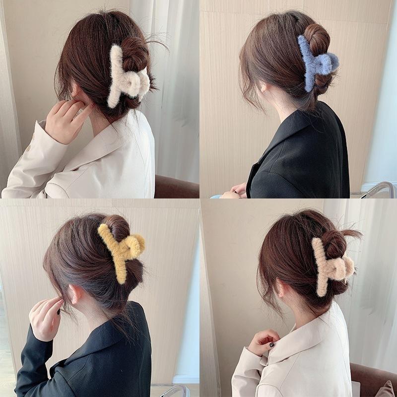 バンスクリップ ヘアクリップ レディース ヘアアクセサリー 髪留め 髪飾り ふわふわ フェイクファー 大きめ しっかり まとめ髪 2