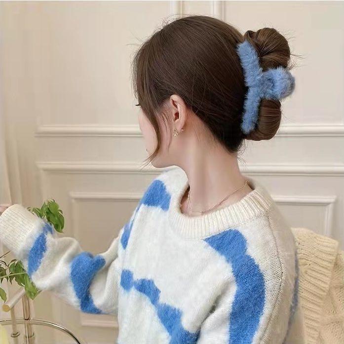 バンスクリップ ヘアクリップ レディース ヘアアクセサリー 髪留め 髪飾り ふわふわ フェイクファー 大きめ しっかり まとめ髪 3