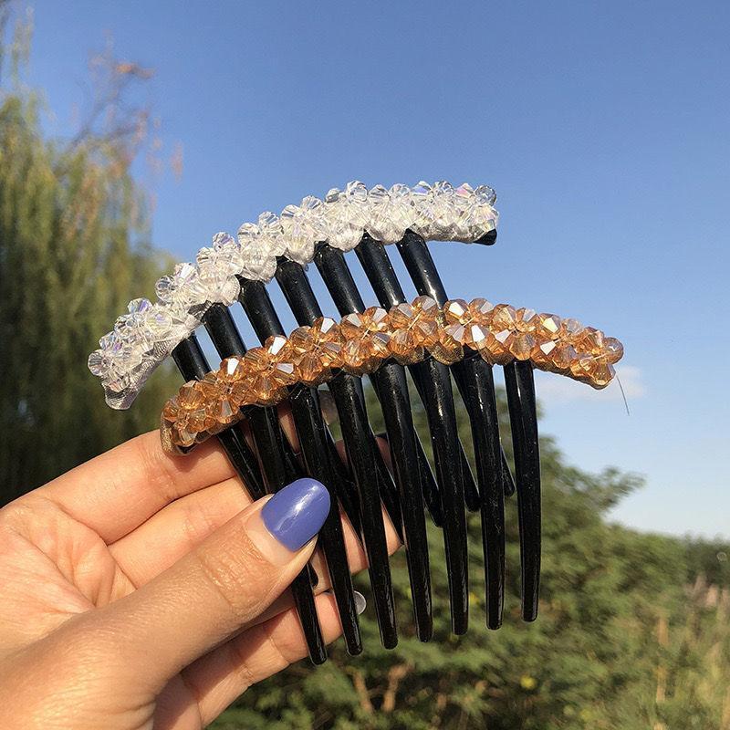 harmony17のヘアコーム 夜会巻きコーム ヘアアクセサリー レディース 女性用 髪飾り 髪留め 花 フラワー ビーズ キラキラ かわいい おしゃれ 華やか 上品 エ｜アングル3