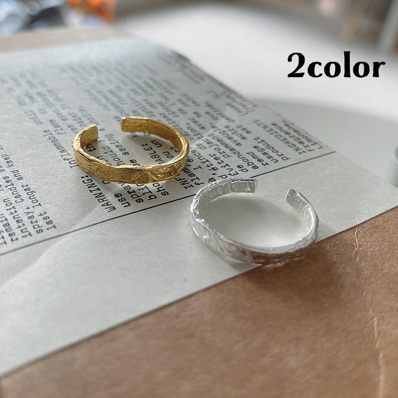 指輪 オープンリング アクセサリー レディース シルバー925 女性用 凸凹 デコボコ シワ加工風 アンティーク調 細め シンプル イレギュラー カジ