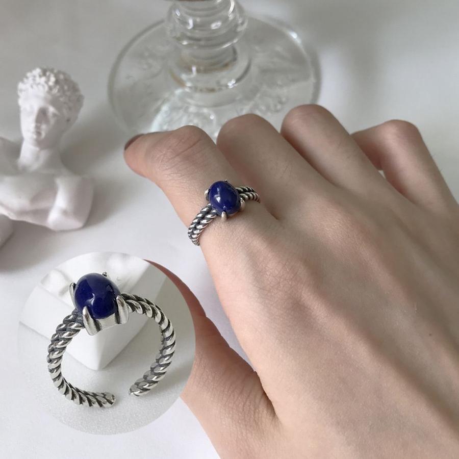 指輪 リング オープンリング レディース 女性 アクセサリー シルバー925 ブルー ストーン シンプル エレガント ヴィンテージ風 アンティーク風