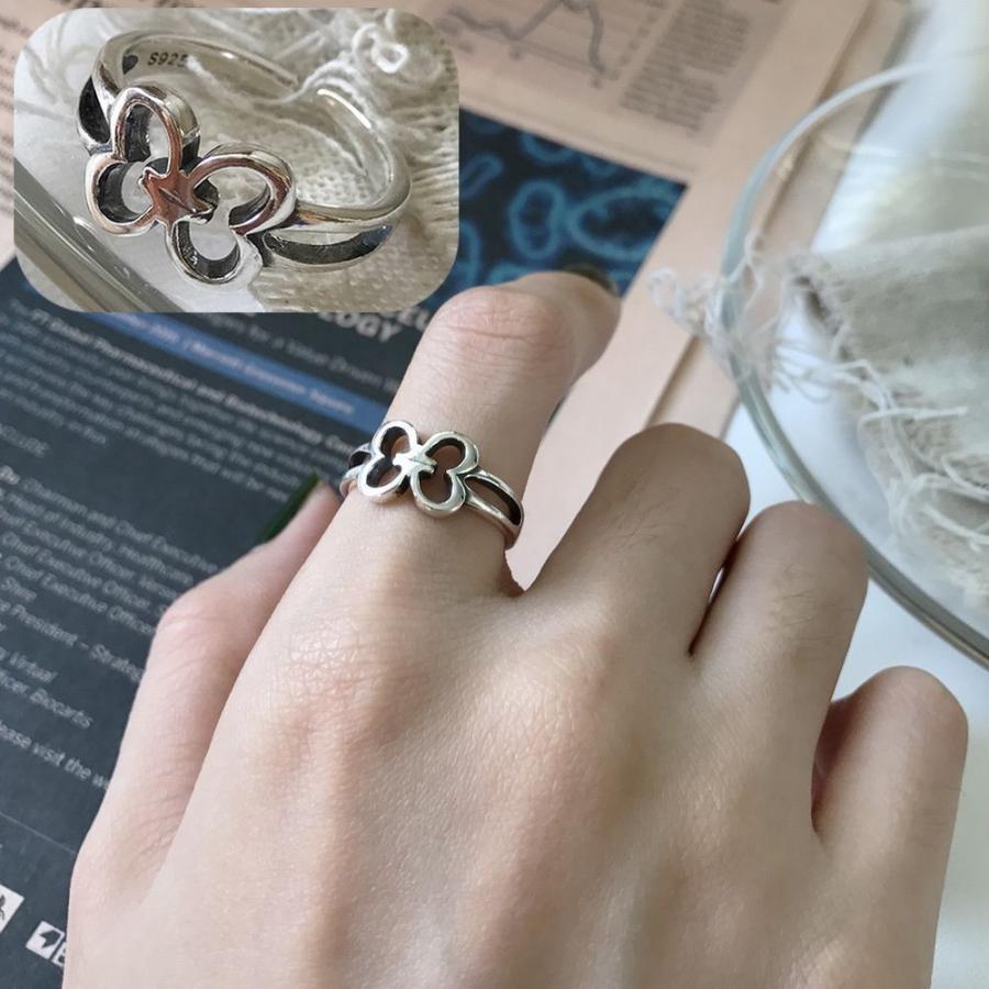 指輪 リング オープンリング レディース 女性 アクセサリー シルバー925 バタフライ 蝶 シンプル エレガント アンティーク風 レトロ風 かわいい