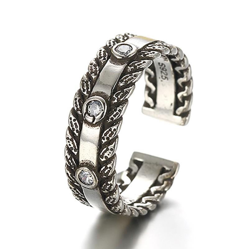 指輪 リング アンティーク風 シルバーカラー ラインストーン サイズ調整可 レディース アクセサリー 可愛い おしゃれ シンプル