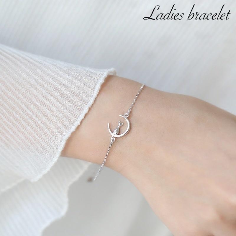 ブレスレット 腕輪 レディース 女性 アクセサリー ファッション雑貨 小物 チェーン 三日月 ムーン 猫 ..