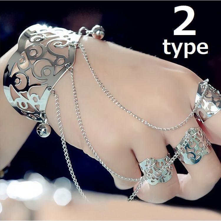 リングブレスレット アクセサリー レディース ブレスレット リング フィンガーブレスレット リング付き リング付きブレスレット チェーンブレスレット