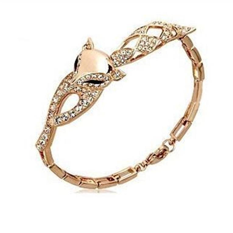 ブレスレット レディース 女性 アクセサリー 腕輪 ファッション小物 ラインストーン キツネ フォックス..