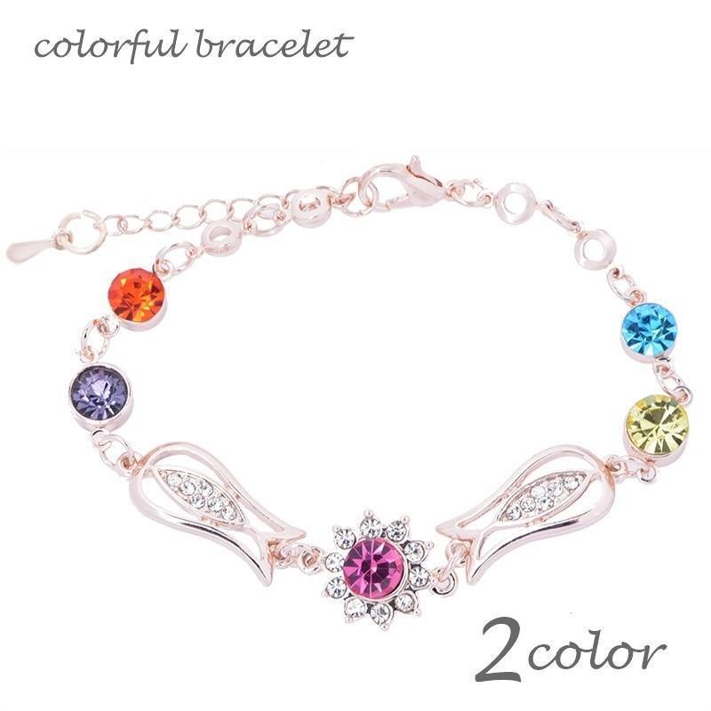 ブレスレット レディース アクセサリー ラインストーン フラワー 花 ゴールドカラー シルバーカラー カ..