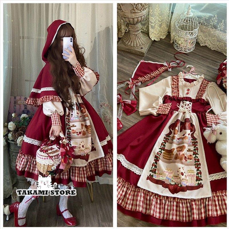 樂天商城 - ワンピース ロリータ　女性衣装 ドレス コスチューム 　ドラキュラ コスプレ 赤ずきん ドレス ズキン ロングマント