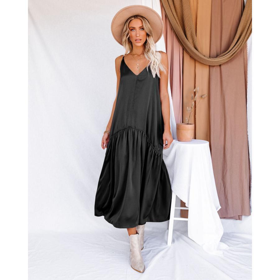 キャミワンピース レディース ワンピース インナー ロング Vネック きれいめ おしゃれ カジュアル 上品..