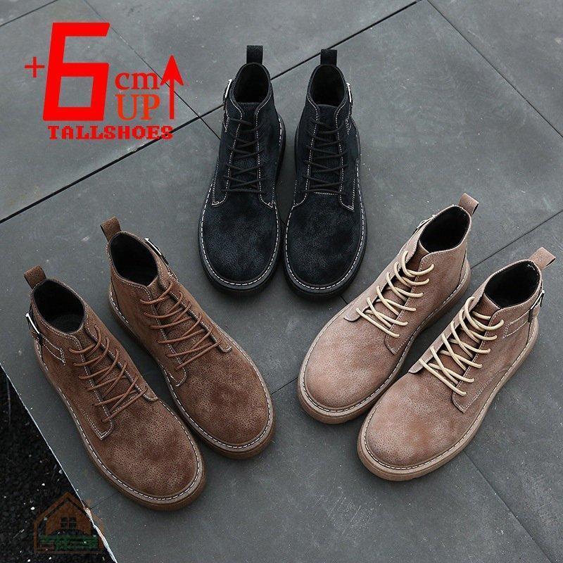 ファッションカジュアルの英国風スタイル6cmシークレットシューズ厚底撥水複合軍靴である滑り止め