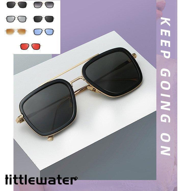 クラシックレトロ 四角眼鏡 サングラス アイアンマン Tony Stark 金属製 男性 Iron Manモデル サングラス トニースタークスパイダーマンアイアンマンメガネ