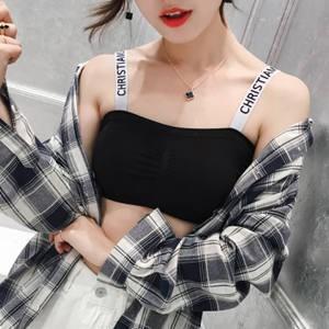 樂天商城 - ブラトップ レディース ベアトップ チューブトップ 透けにくい キャミソール 肩紐英字プリント 春 夏 新作