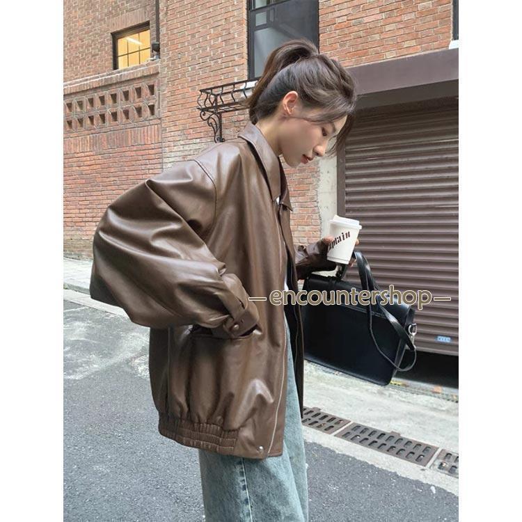 レザージャケット ライダースジャケット レディース 春 秋 冬 長袖 ブルゾン フェイクレザー PUレザー 合皮 防寒 アウター ジャンパー 革ジャン 2