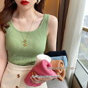 ニット 9色 タンクトップ レディーストップス 夏服 ノースリーブ リブニット サマー ストレッチ 春 サマーニット 無地 リブニットタンク カップなし 袖なし