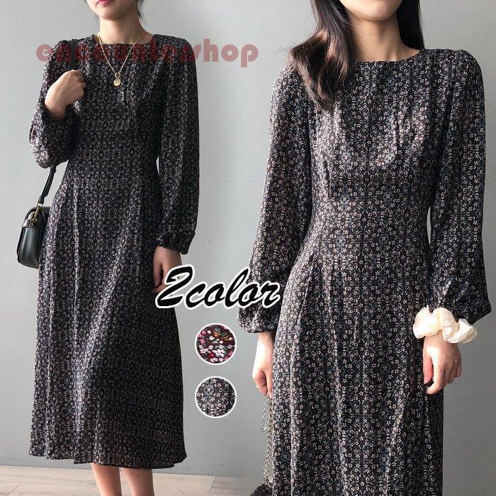 ワンピース レディース 40代 春夏 マキシワンピース 長袖 ロングワンピース きれいめ 花柄ワンピース パフスリーブ オシャレ 上品 結婚式 お出かけ 30代 50代