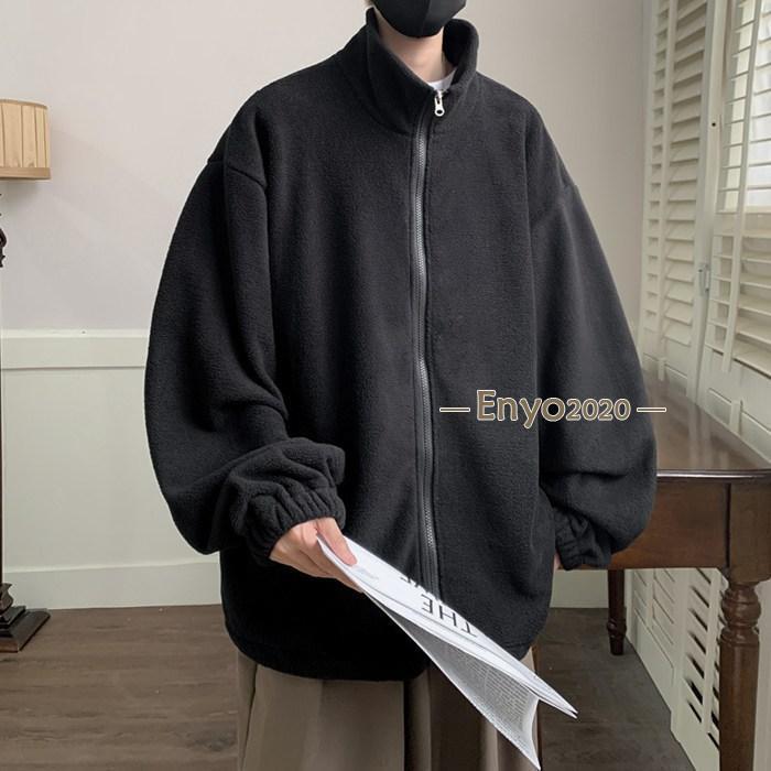ジャケット フリース 無地 トップス メンズ アウター ジップアップ 秋 冬 立襟 長袖 おしゃれ シンプル..