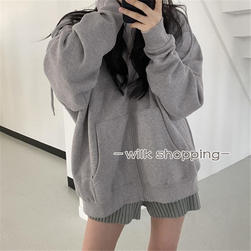 樂天商城 - パーカー レディース チュニック丈 秋服 ジップアップロングパーカー ゆったり 20代30代40代 無地 フード付き 長袖 アウター 春秋 体型カバー カジュアル