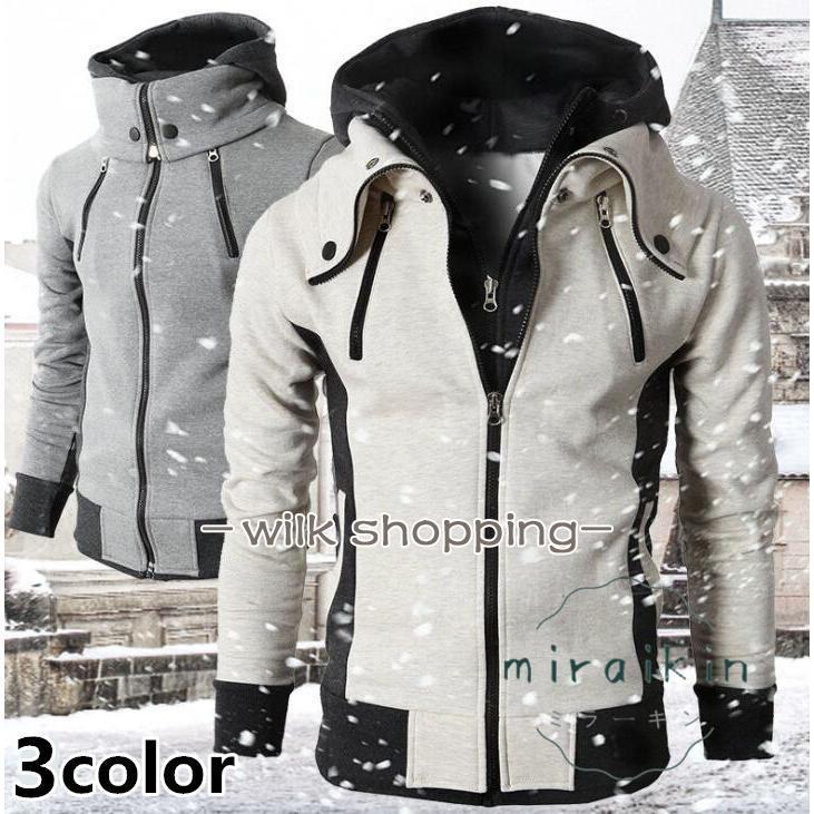 パーカー ジップアップ トップス メンズ フェイクレイヤード メンズパーカー 重ね着風 ジャケット アウター マウンテンパーカー 20代 30代 40代 50代