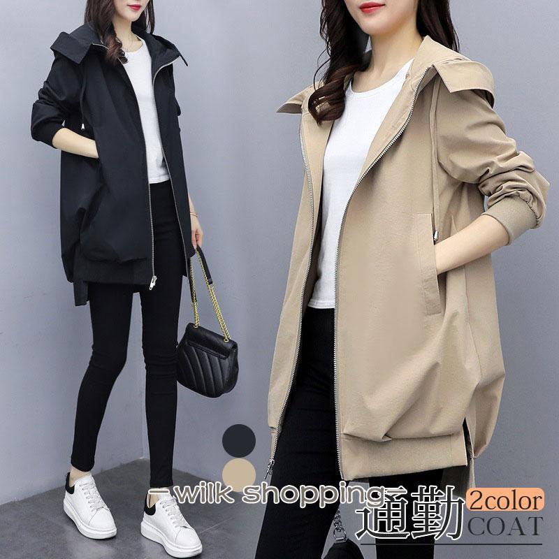 トレンチコート レディース スプリングコート マウンテンパーカー フード付き ジャケット コート 大き..