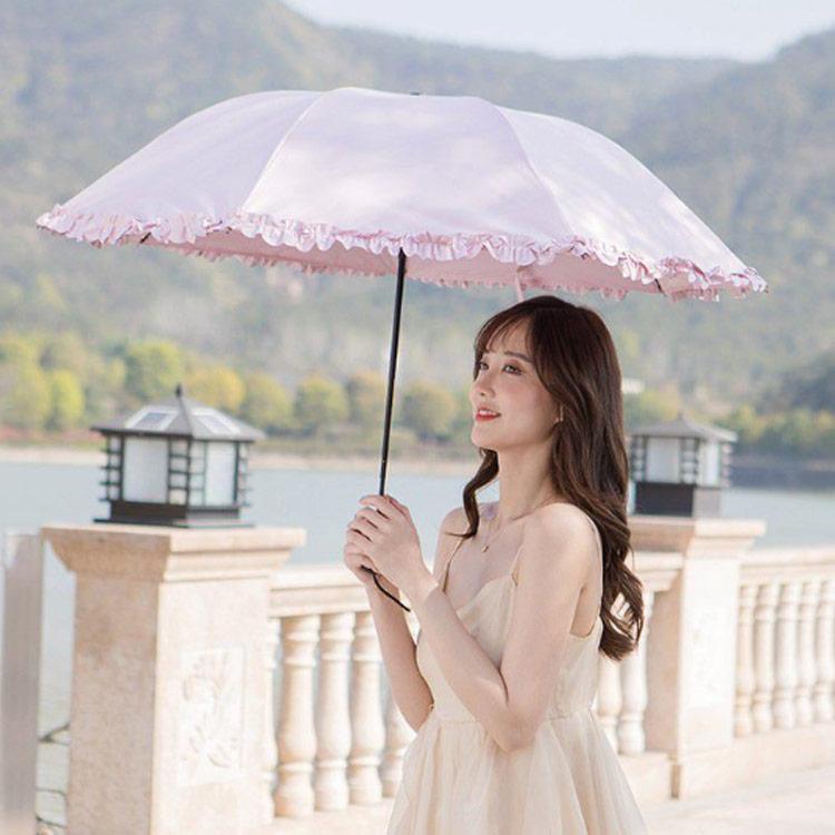 harmony17の日傘 折りたたみ傘 晴雨兼用 傘 遮光 遮熱 UVカット UPF50 涼しい 紫外線対策 レディース UV対策 軽量 丈夫 カラーコーティング フリ｜アングル2