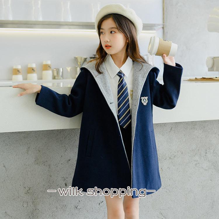 防寒 ロングコート 通学 中学生 スクールコート 秋冬 女子 中綿コート 通園 アウター 制服 コート ジュニア 防寒 暖かい フード付き 高校生 2