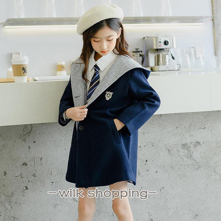 防寒 ロングコート 通学 中学生 スクールコート 秋冬 女子 中綿コート 通園 アウター 制服 コート ジュニア 防寒 暖かい フード付き 高校生 3