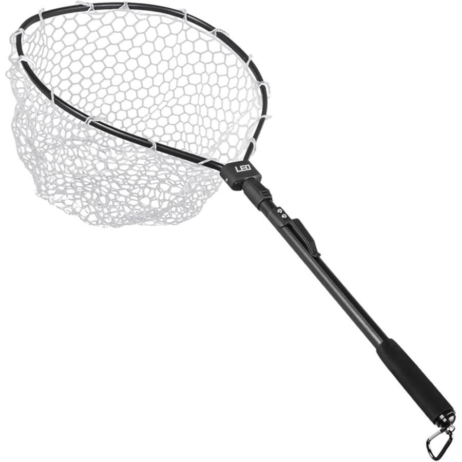【互換品】 ラバーネット 折りたたみ ランディングネット 玉網 釣り タモ 軽量 フライ フィッシング 魚(ブラック, 全長85cm)