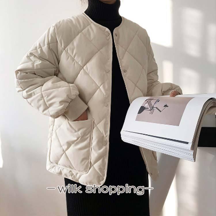 アウター 秋冬 ショート丈 M 中綿コート ミニ丈 防寒コート 長袖 ポケット付き フ...