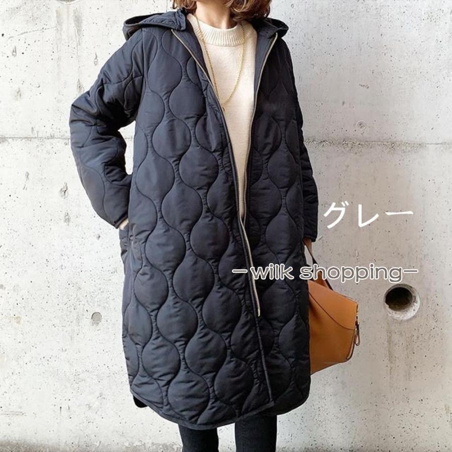 キルティングコート 中綿コート レディース 冬服 ジャケット フード付き ジップアップ 長袖 アウター 2
