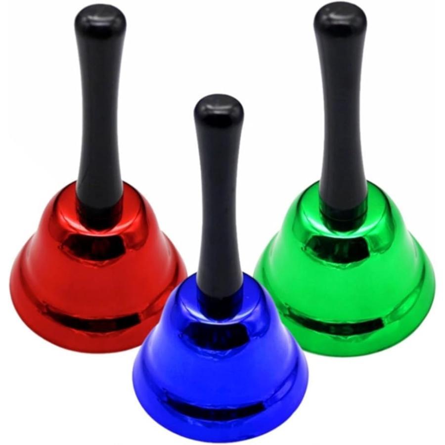 バリエーションコード : 2B61R6I8P5?「仕様」サイズ：約75x130mm 重量：約80g/個　セット内容：3個セット（レッド、ブルー、グリーン）?「お祭りや抽選会に」ガラポン抽選会、くじ引き、子ども会、町内会やお祭りで大活躍です。大音量のハンドべルで注目。?「多用途」 レストラン?ホテル?店舗などでの呼び出しベル、イベントでゲームをするときの合図のベル、ペットにごはんの合図をするときのベルなど、アイデア次第で広く活躍します。?「いい音」広範囲に響き渡る高い音が出ます。音色は明るくて店でもちゃんとお客様を知らせてくれます。?シンプルなデザインなのでいろいろな場面で使えます。きれいな音色、見た目のおしゃれなハンドベルです。