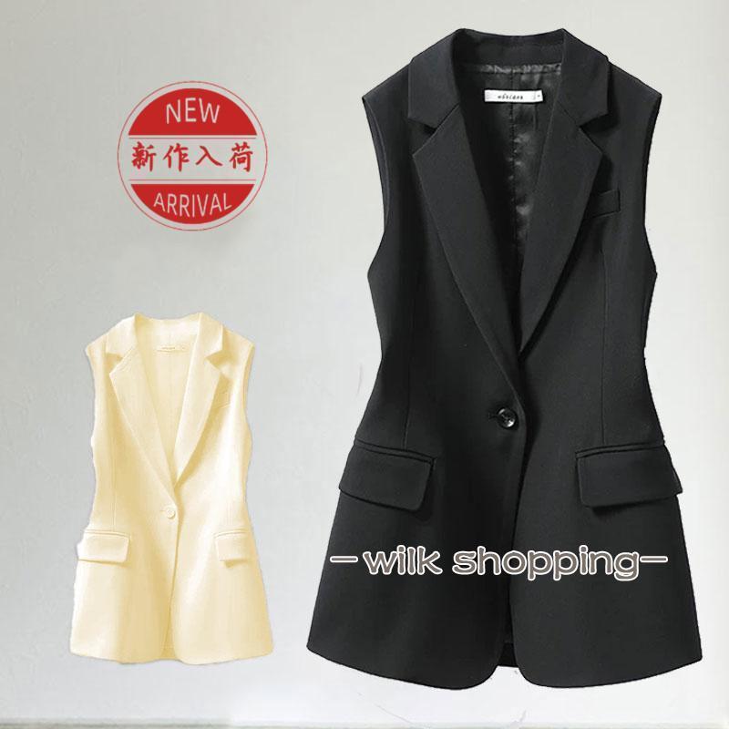 ベスト ジレ レディース テーラード 前開き フォーマル チョッキ シンプル アウター オフィス おしゃれ..