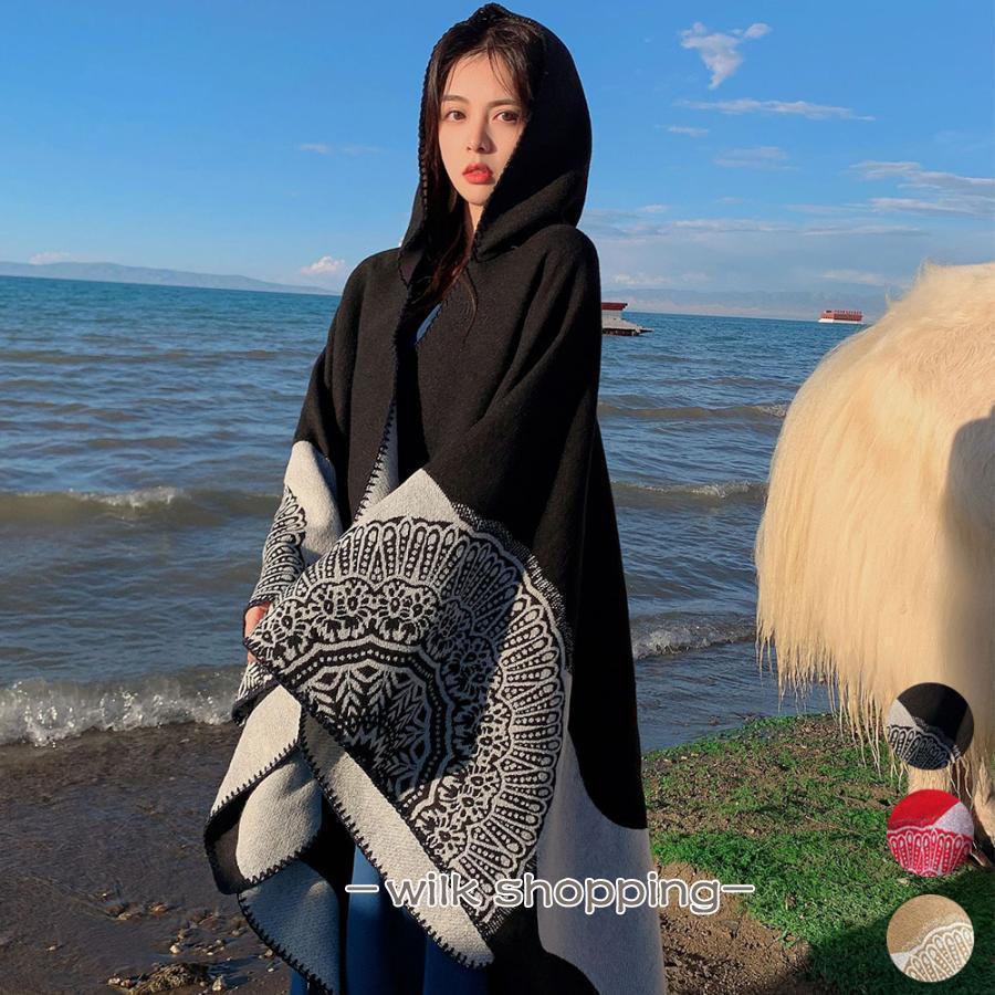 ニットマント レディース ニットマフラー