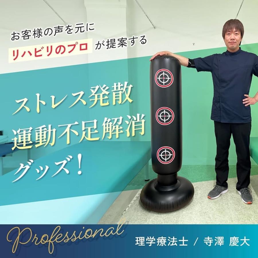 harmony17の理学療法士監修サンドバッグ パンチングマシーン 自宅用 ボクシング 自立型 子供 大人 エアポンプ付き ストレス発散 青(ブラック)｜アングル3