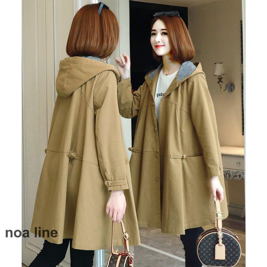レディース 40代 トレンチコート ロング丈 スプリングコート 春コート ライトアウター 秋服 韓国風 バーカー 30代 40代 50代 大きいサイズ