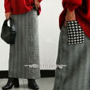 千鳥柄切替えニットスカート レディーススカート ニットスカート 千鳥柄 レディース 洋服 ギフト ファッション 秋春 伸縮性 ウエストリボン付き