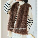ファーベスト シープ風 フェイク シープ ファー ベスト フェイクファー レディース アウター ジャケット ノーカラー エコ ジレ 前開き 羽織り サイドポケッ...