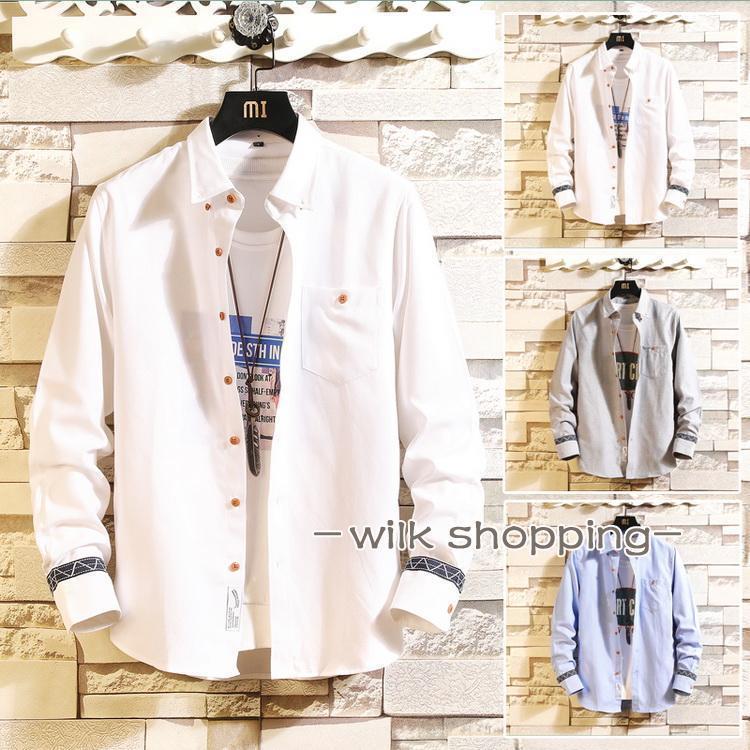 Tops - シャツ ボタンダウンシャツ キレイめ トップス カジュアルシャツ 長袖 スリム 春 夏 メンズ