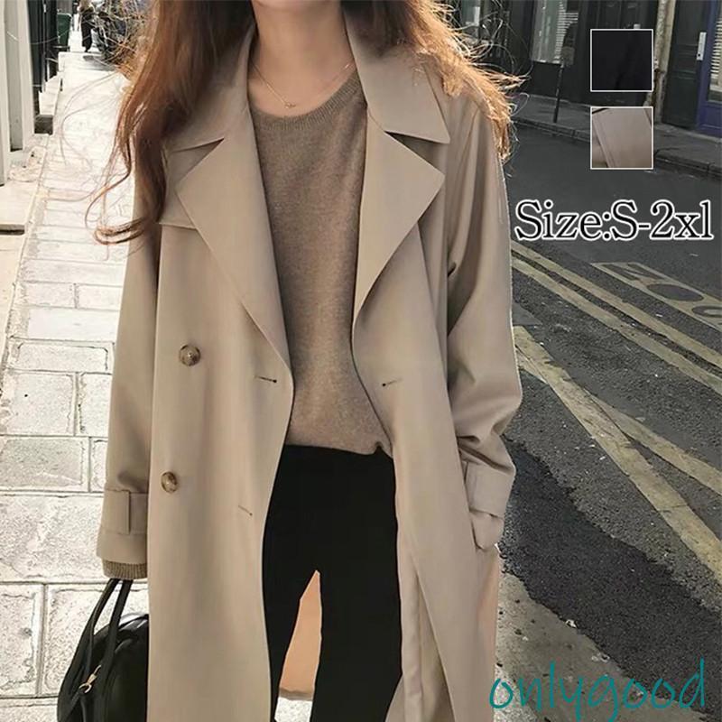 トレンチコート レディース スプリングコート 春服 秋 ロング丈 Aライン ベルト付き オシャレ 着痩せ ..
