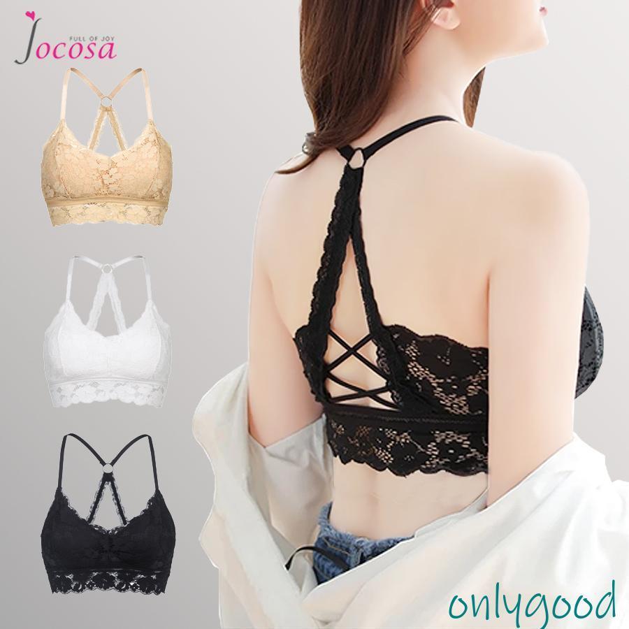 ブラトップ レース キャミソール カップ付き 花柄 ストレッチ 背中クロス 透け感 トップス インナー 見せブラ 韓流 レディース フリーサイズ 8555