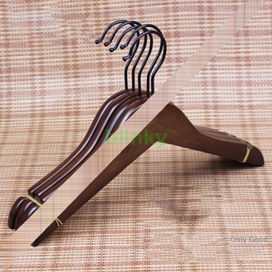 木製ハンガー 衣類ハンガー 洋服ハンガー スーツ ハンガー 肩部分に凹み付き スーツ?シャツ?コート用 おしゃれ シックな艶消しの茶褐色 10本組セット