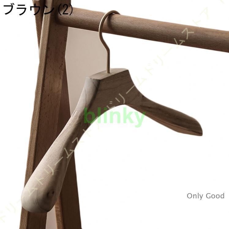 木製ハンガー 衣類ハンガー 洋服ハンガー 肩幅大きめ 滑り止め スーツ ジャケット コート用 おしゃれ シックな茶褐色 10本組セット ハンガー スーツ 木製 3