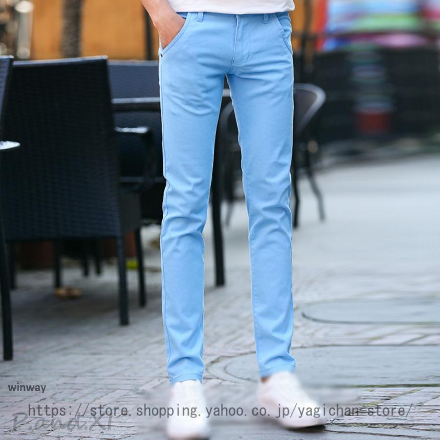 樂天商城 - スキニーパンツ ストレッチ ビジネス ウォッシャブル 洗える ノータック ストレート スラックス スリム 細身 フォーマル 通勤 シンプル ブラック ブルー